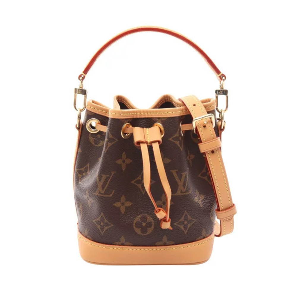 Louis Vuitton Noe Monogram Top Handle Bag Canvas Leather Brown